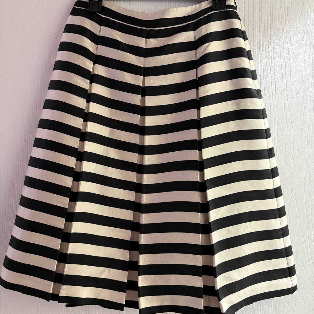 Halogen Black and Cream Striped A-Line Skirt